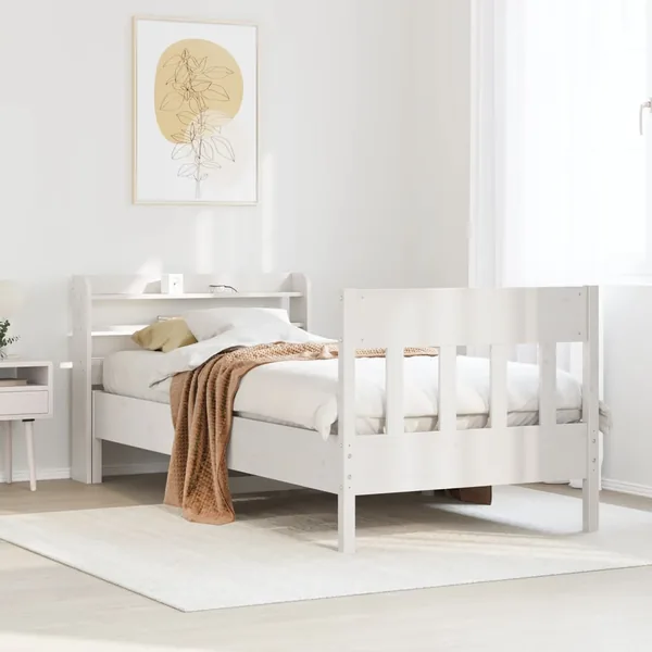 Cadre de lit sans matelas blanc 90x200 cm bois de pin massif