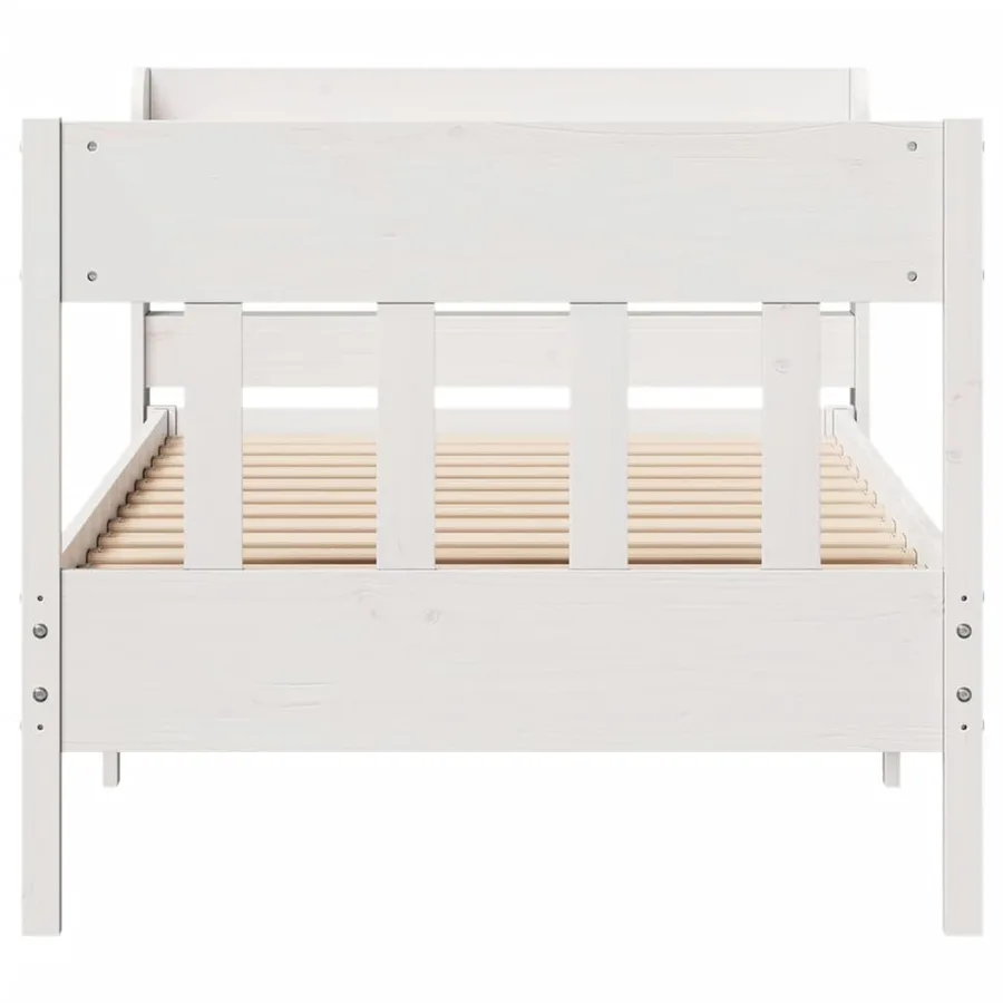 Cadre de lit sans matelas blanc 90x200 cm bois de pin massif - 4