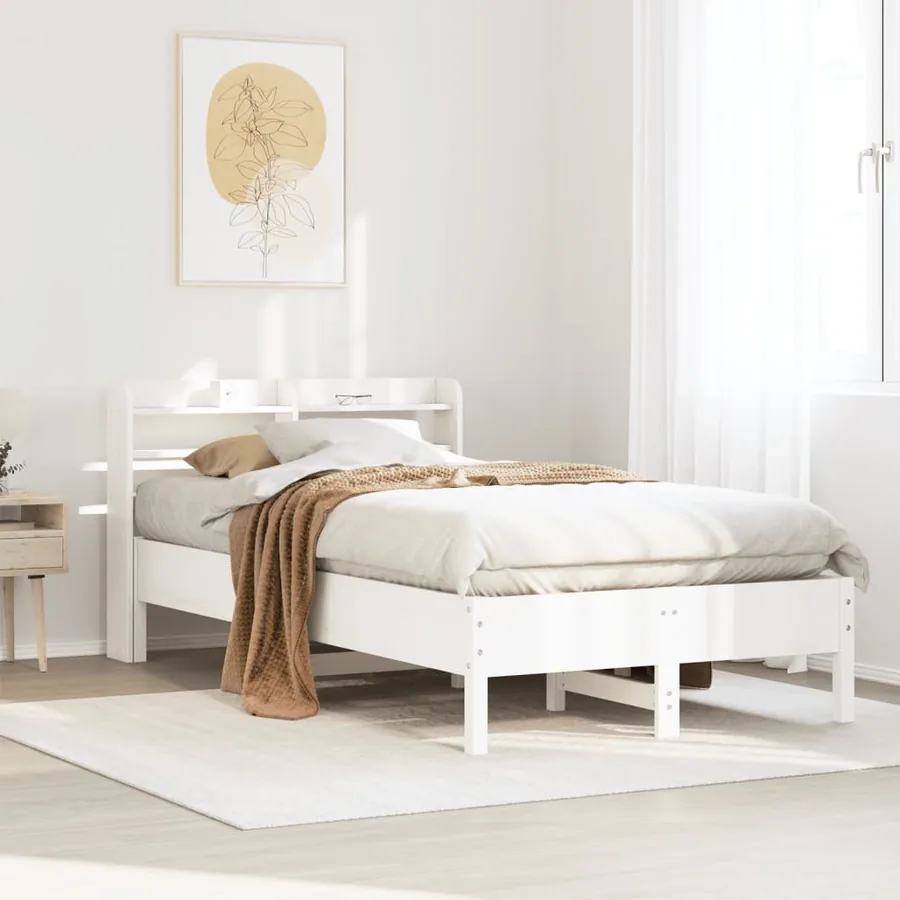 Cadre de lit sans matelas blanc 90x200 cm bois de pin massif