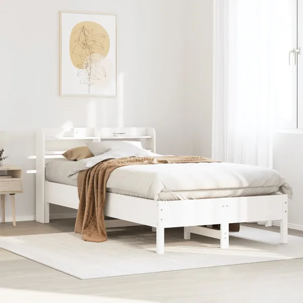 Cadre de lit sans matelas blanc 90x200 cm bois de pin massif