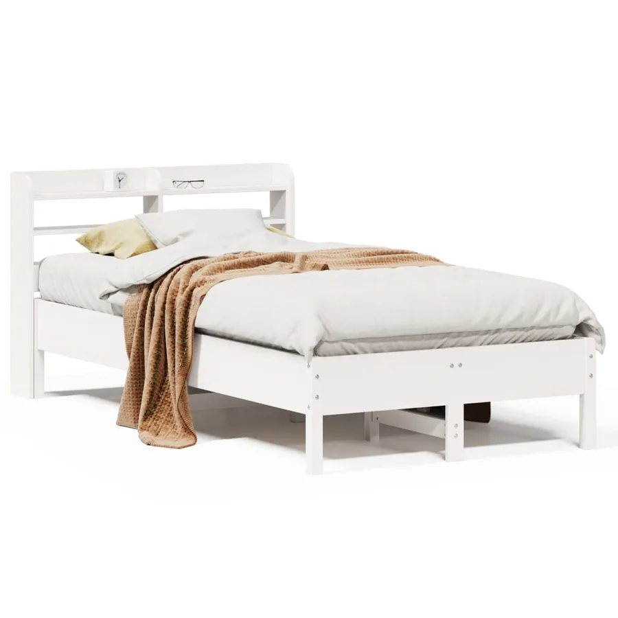 Cadre de lit sans matelas blanc 90x200 cm bois de pin massif - 2