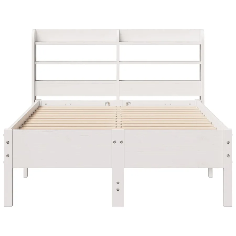 Cadre de lit sans matelas blanc 90x200 cm bois de pin massif - 4