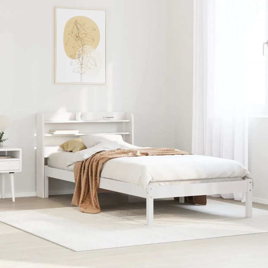 Cadre de lit sans matelas blanc 90x190 cm bois de pin massif