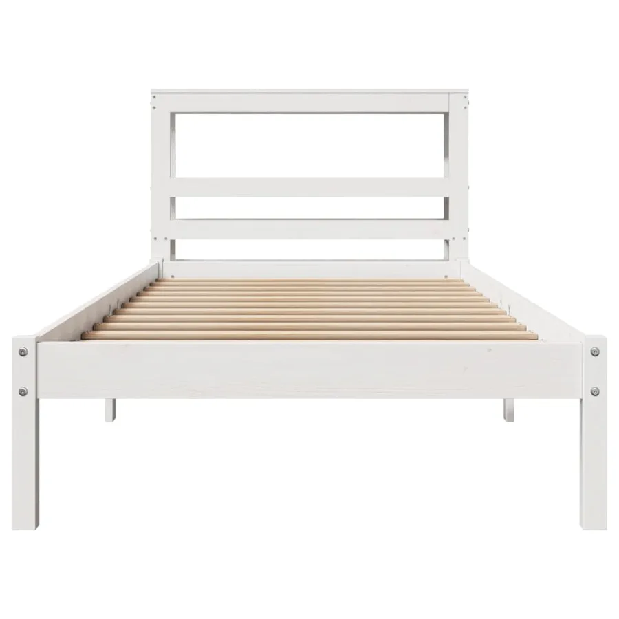 Cadre de lit sans matelas blanc 90x190 cm bois de pin massif - 4