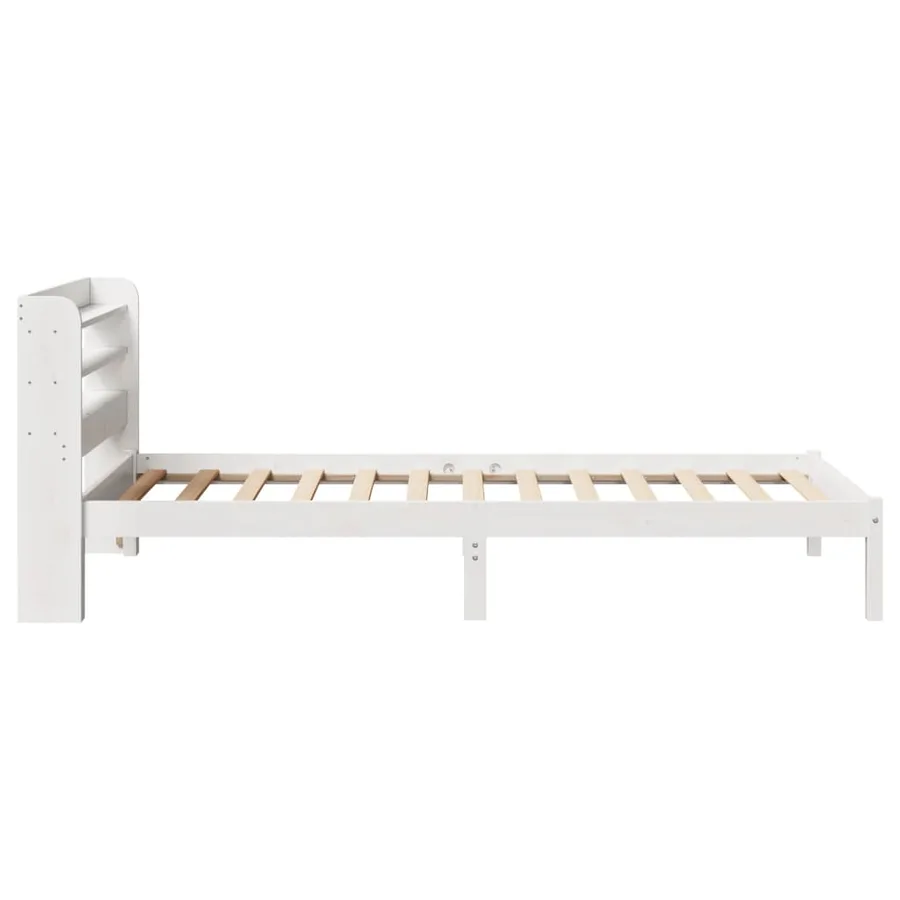 Cadre de lit sans matelas blanc 90x190 cm bois de pin massif - 5