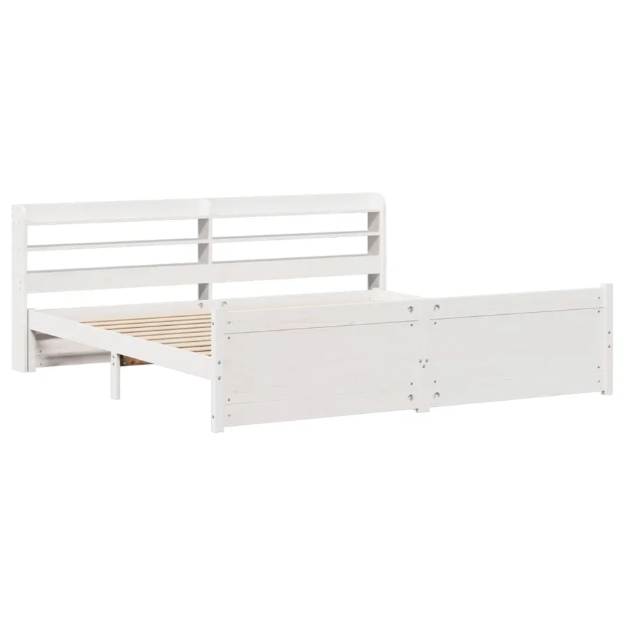 Cadre de lit avec tête de lit sans matelas blanc 180x200 cm - 3