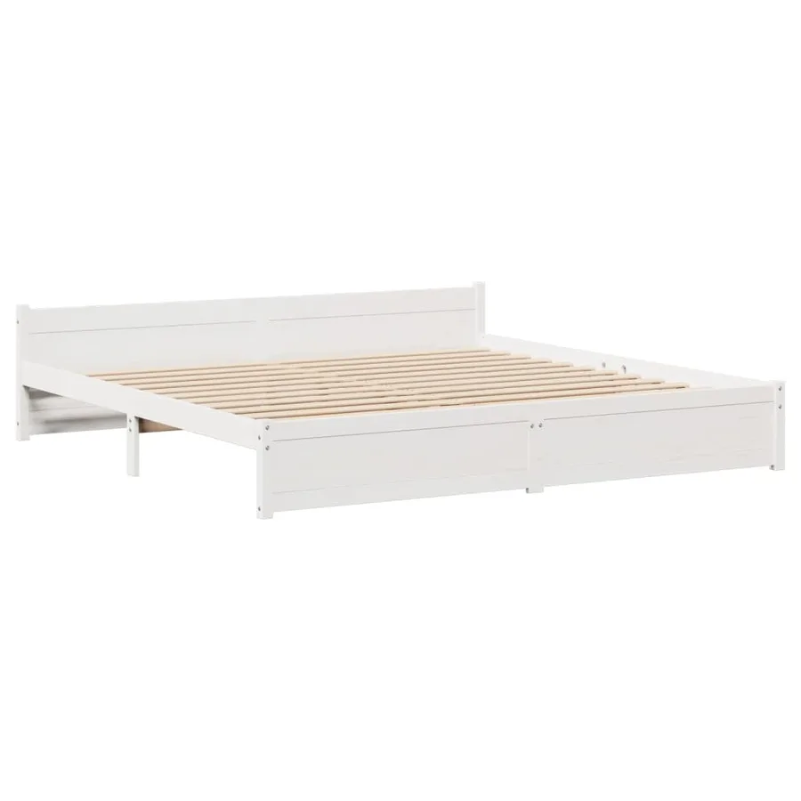 Cadre de lit avec tête de lit sans matelas blanc 180x200 cm - 4