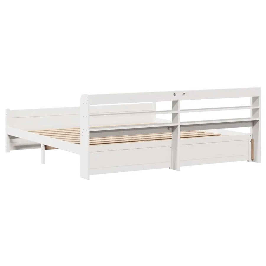 Cadre de lit avec tête de lit sans matelas blanc 180x200 cm - 8