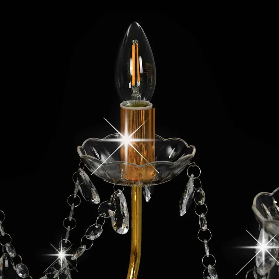 Lustre avec perles Doré 12 ampoules E14 - 6