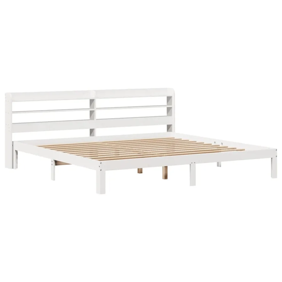 Cadre de lit avec tête de lit sans matelas blanc 180x200 cm - 3