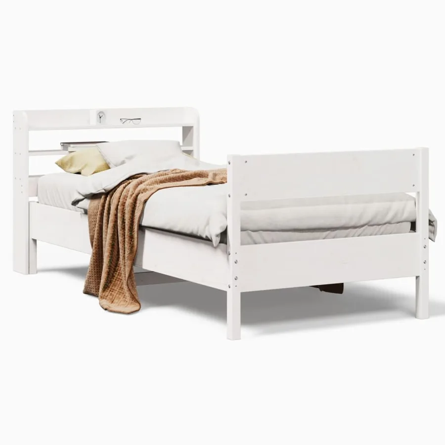 Cadre de lit sans matelas blanc 90x200 cm bois de pin massif - 2
