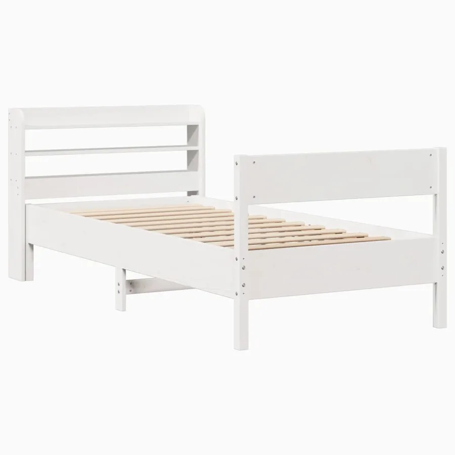 Cadre de lit sans matelas blanc 90x200 cm bois de pin massif - 3
