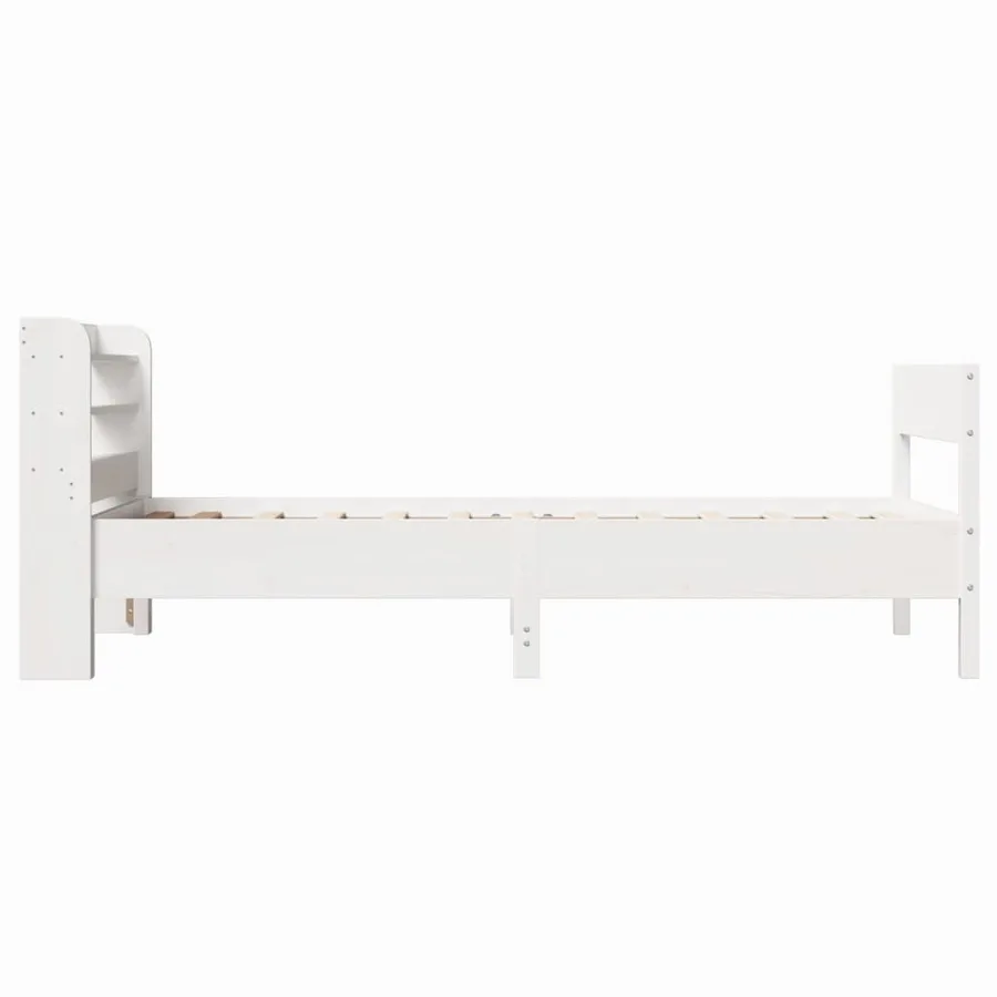 Cadre de lit sans matelas blanc 90x200 cm bois de pin massif - 5