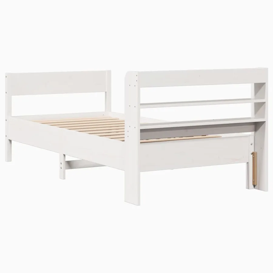 Cadre de lit sans matelas blanc 90x200 cm bois de pin massif - 6