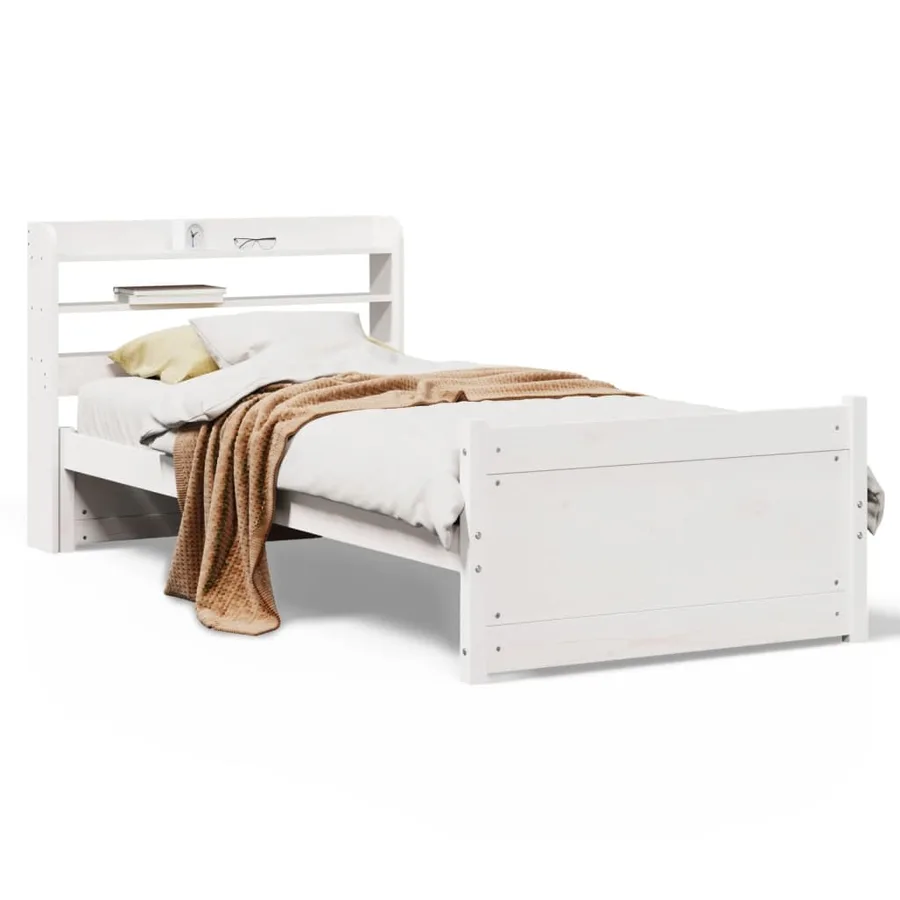 Cadre de lit avec tête de lit sans matelas blanc 90x200 cm - 2