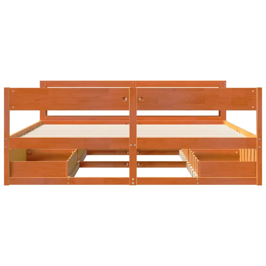 Cadre de lit sans matelas cire marron 180x200cm bois pin massif - 4