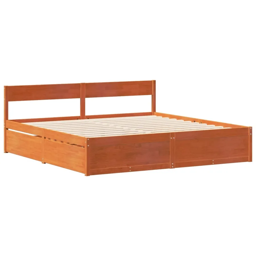 Cadre de lit sans matelas cire marron 180x200cm bois pin massif - 5
