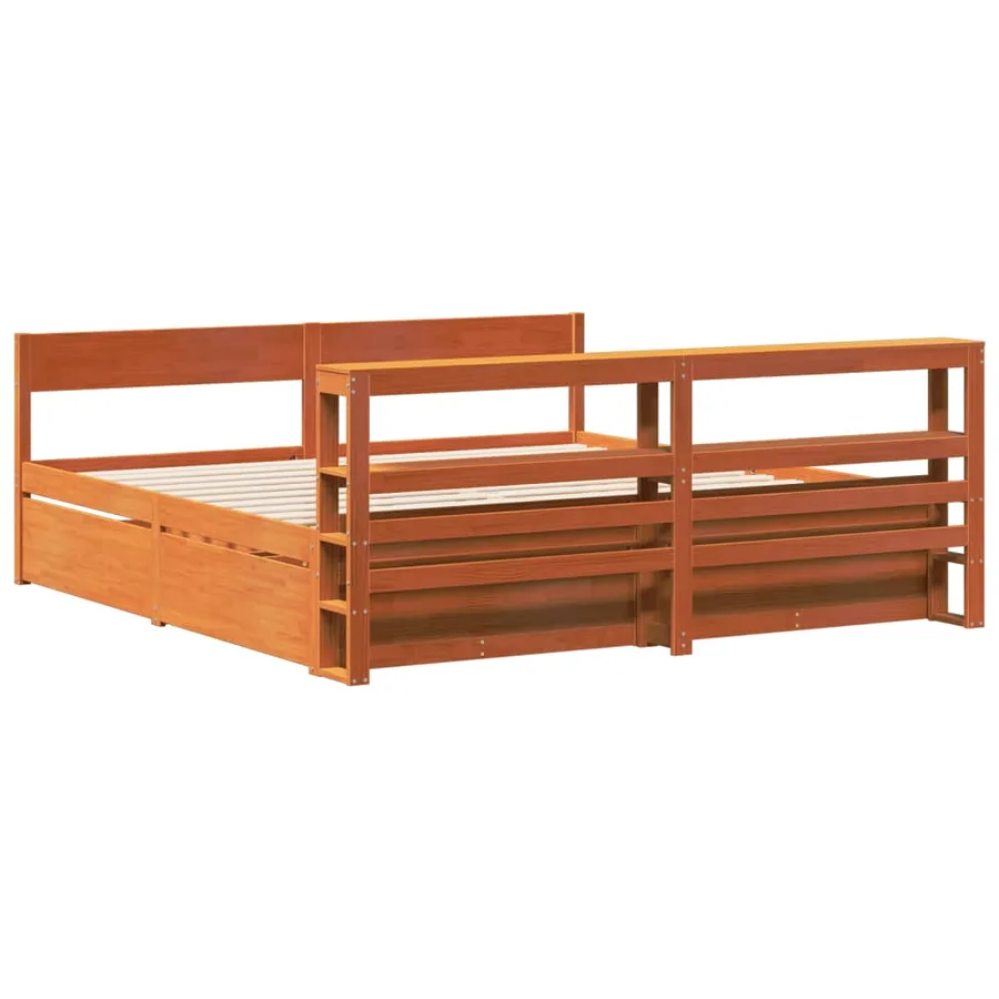 Cadre de lit sans matelas cire marron 180x200cm bois pin massif - 8