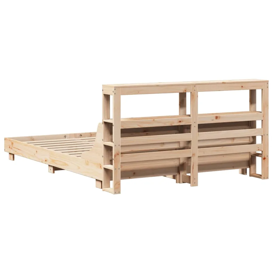 Cadre de lit sans matelas 140x190 cm bois de pin massif - 6