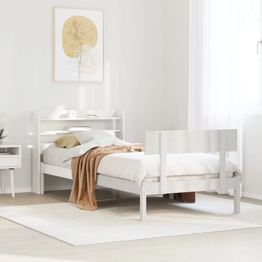 Cadre de lit sans matelas blanc 90x190 cm bois de pin massif