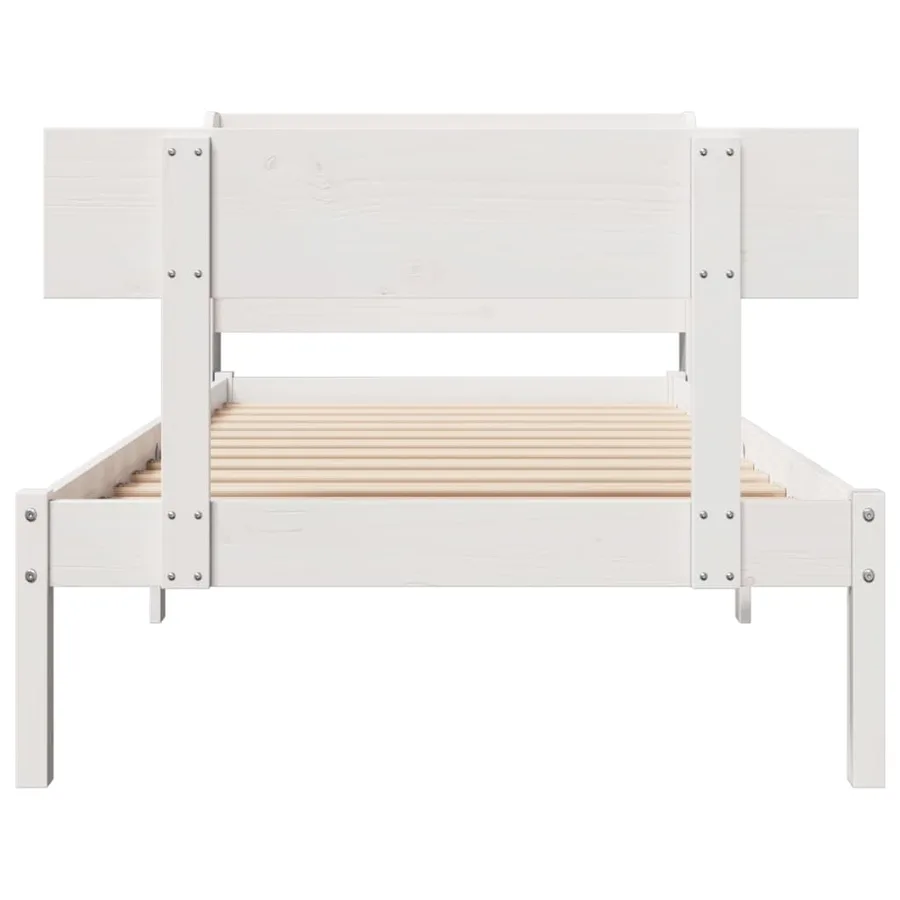 Cadre de lit sans matelas blanc 90x190 cm bois de pin massif - 4