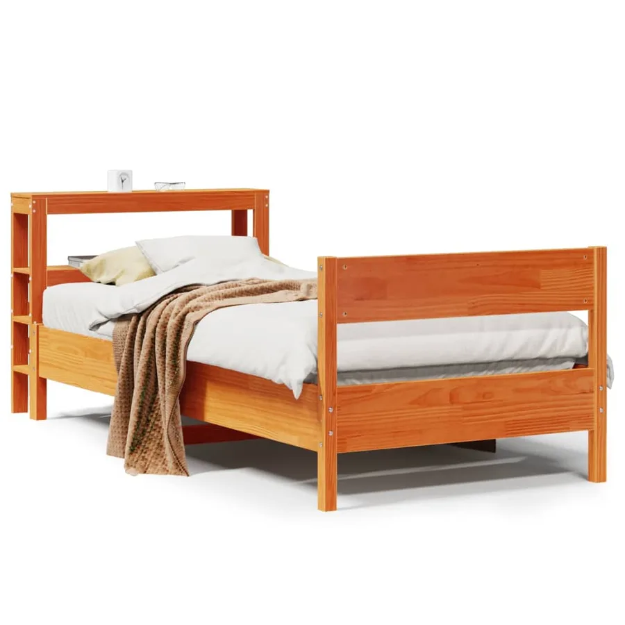 Cadre de lit sans matelas cire marron 100x200cm bois pin massif - 2