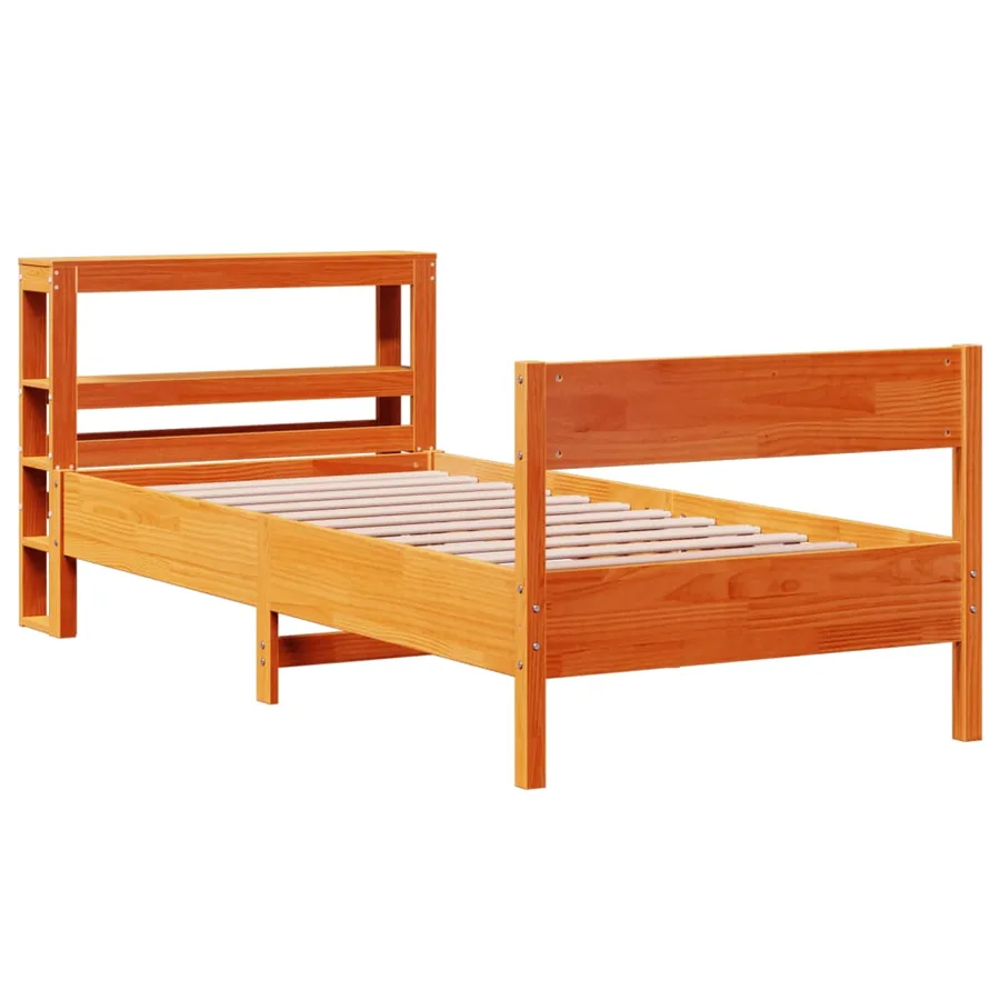 Cadre de lit sans matelas cire marron 100x200cm bois pin massif - 3