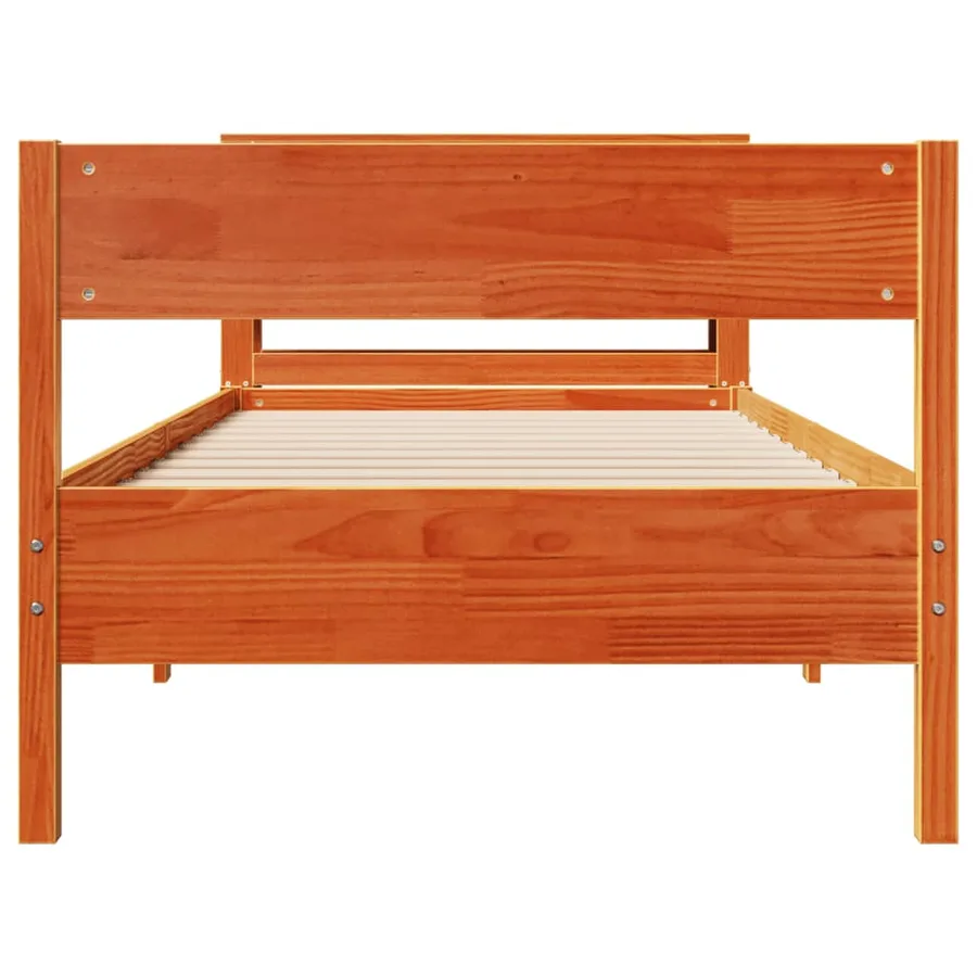 Cadre de lit sans matelas cire marron 100x200cm bois pin massif - 4