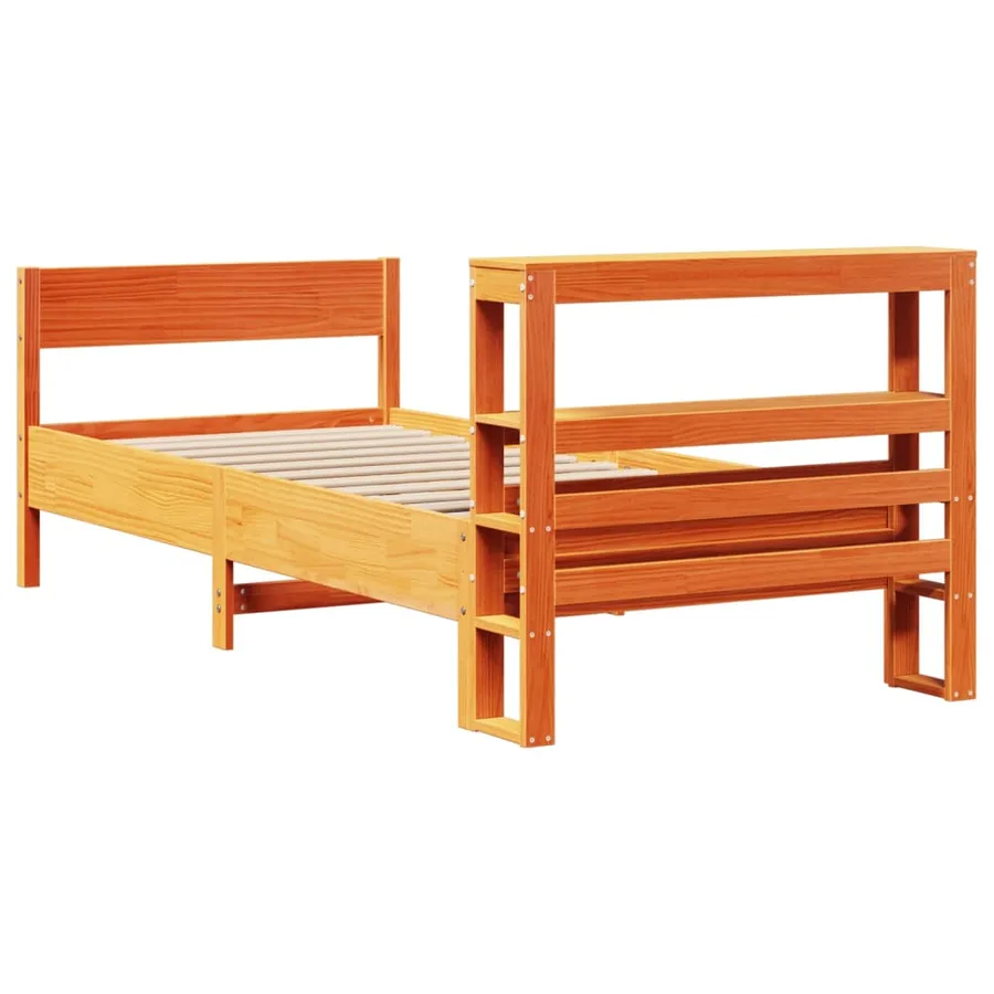 Cadre de lit sans matelas cire marron 100x200cm bois pin massif - 6