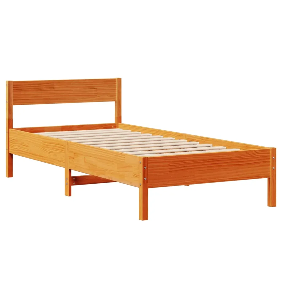 Cadre de lit sans matelas cire marron 100x200cm bois pin massif - 7