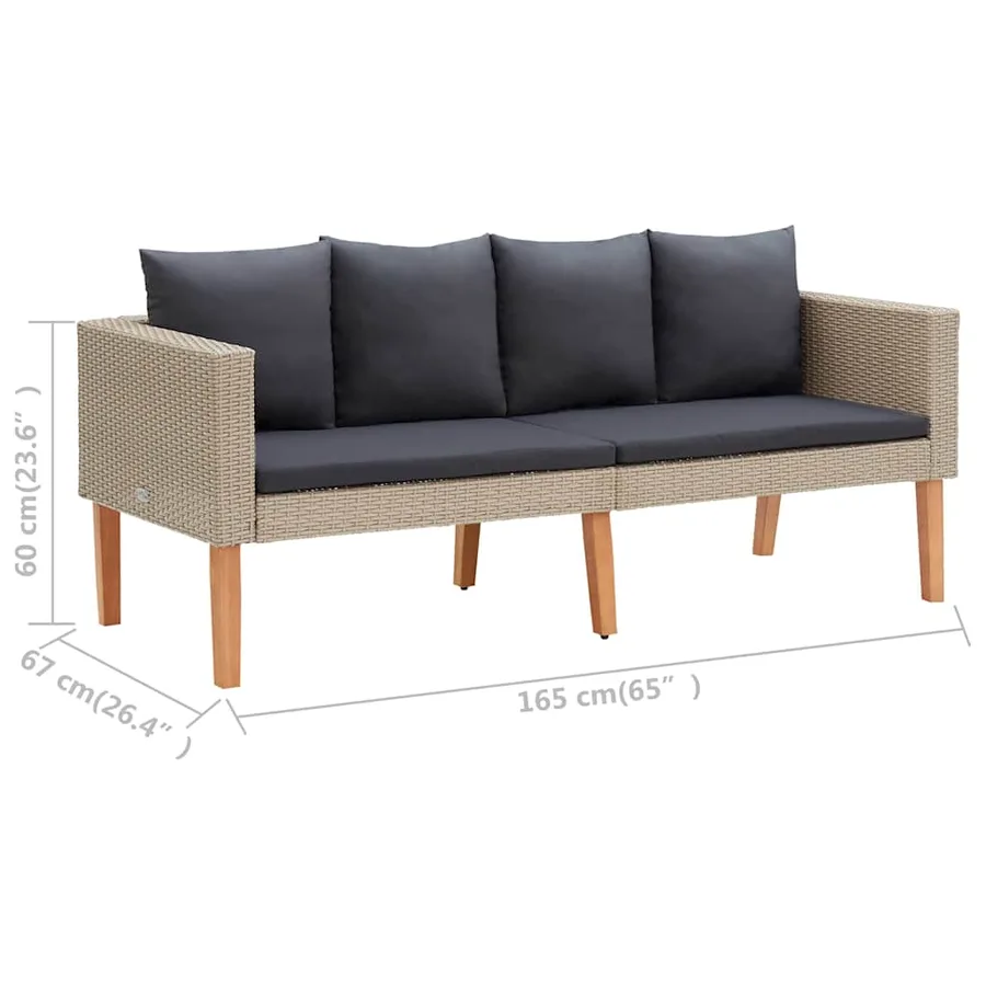 Salon de jardin 2 pcs avec coussins Résine tressée Beige - 10