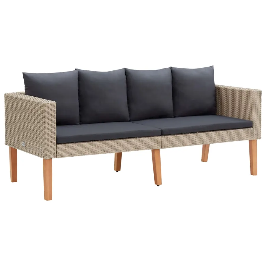 Salon de jardin 2 pcs avec coussins Résine tressée Beige - 5