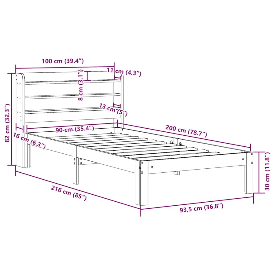 Cadre de lit avec tête de lit sans matelas blanc 90x200 cm - 11