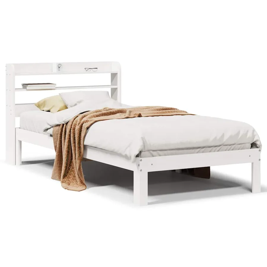 Cadre de lit avec tête de lit sans matelas blanc 90x200 cm - 2