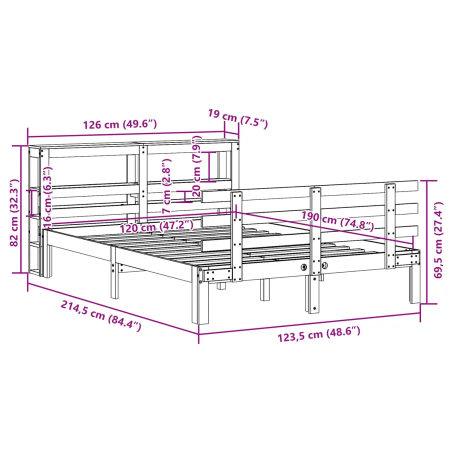 Cadre de lit avec tête de lit sans matelas 120x190 cm - 11