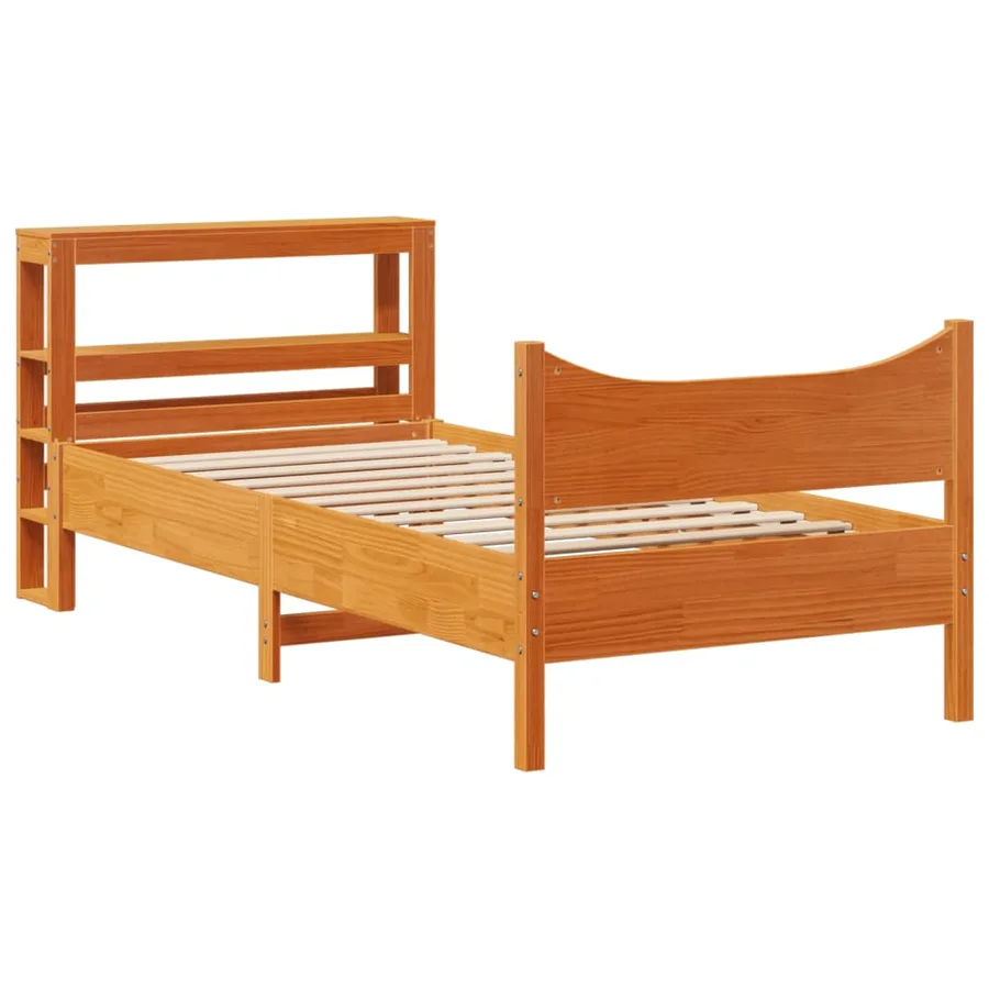 Cadre de lit avec tête de lit cire marron 75x190 cm bois de pin - 2