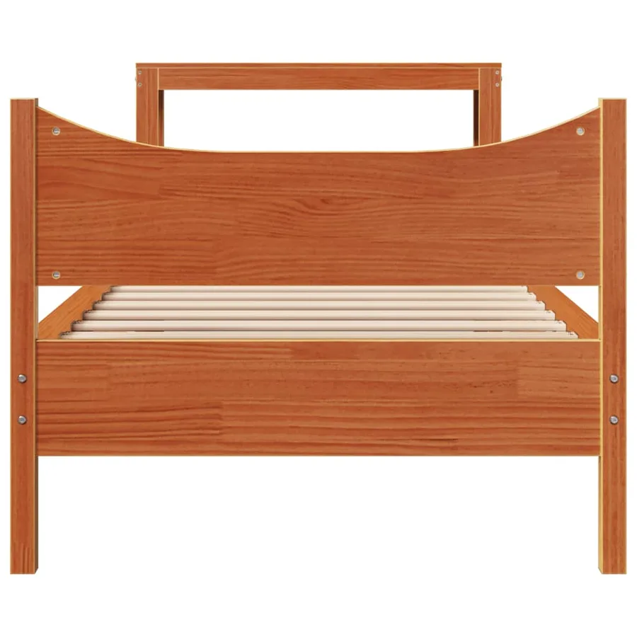 Cadre de lit avec tête de lit cire marron 75x190 cm bois de pin - 4