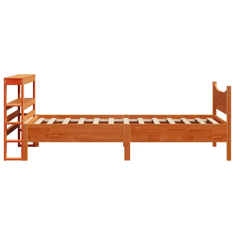 Cadre de lit avec tête de lit cire marron 75x190 cm bois de pin - 7