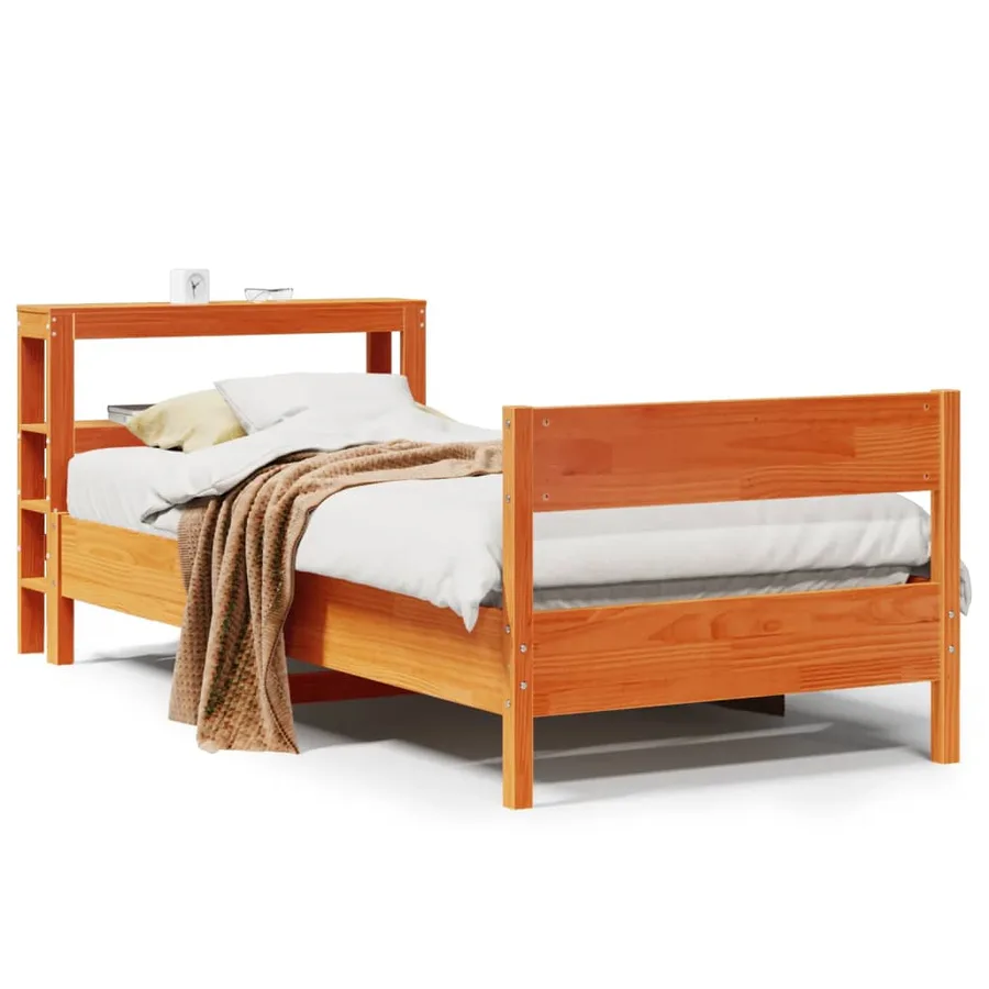 Cadre de lit sans matelas cire marron 75x190 cm bois pin massif - 2