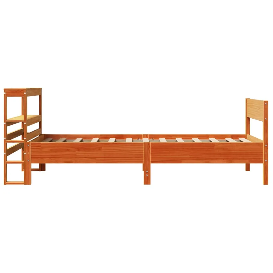 Cadre de lit sans matelas cire marron 75x190 cm bois pin massif - 5
