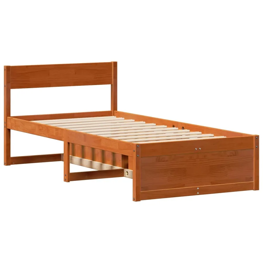 Cadre de lit sans matelas cire marron 75x190 cm bois pin massif - 5