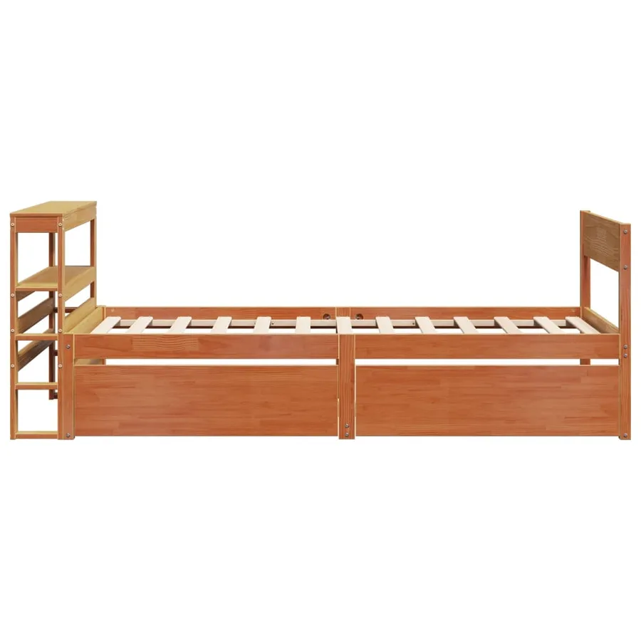 Cadre de lit sans matelas cire marron 75x190 cm bois pin massif - 7