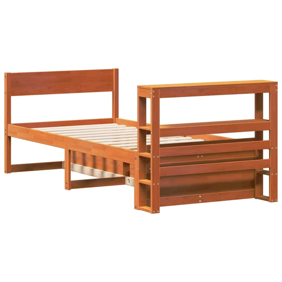 Cadre de lit sans matelas cire marron 75x190 cm bois pin massif - 8