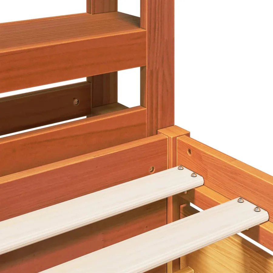 Cadre de lit sans matelas cire marron 75x190 cm bois pin massif - 9