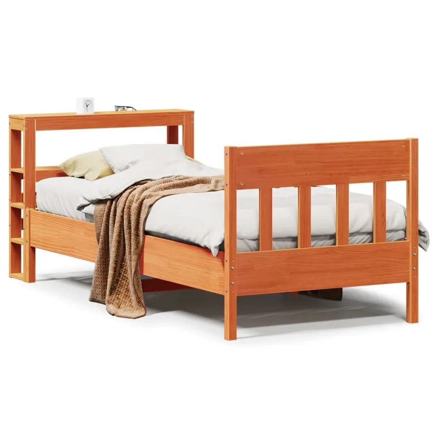 Cadre de lit sans matelas cire marron 75x190 cm bois pin massif - 2