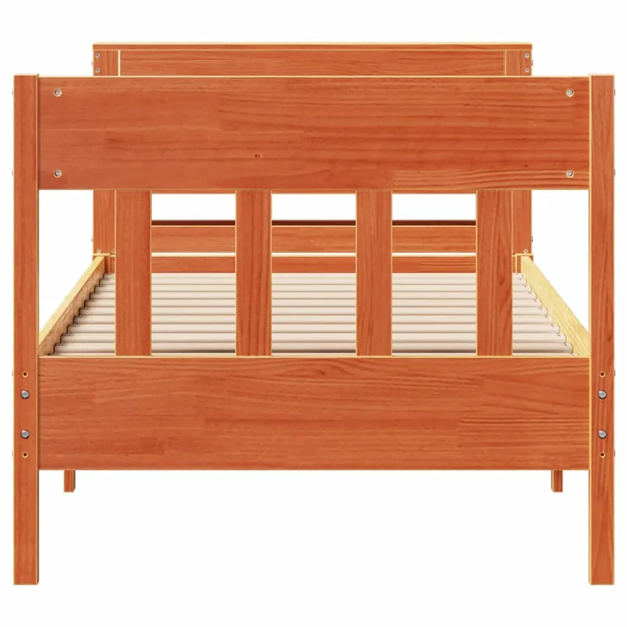 Cadre de lit sans matelas cire marron 75x190 cm bois pin massif - 4