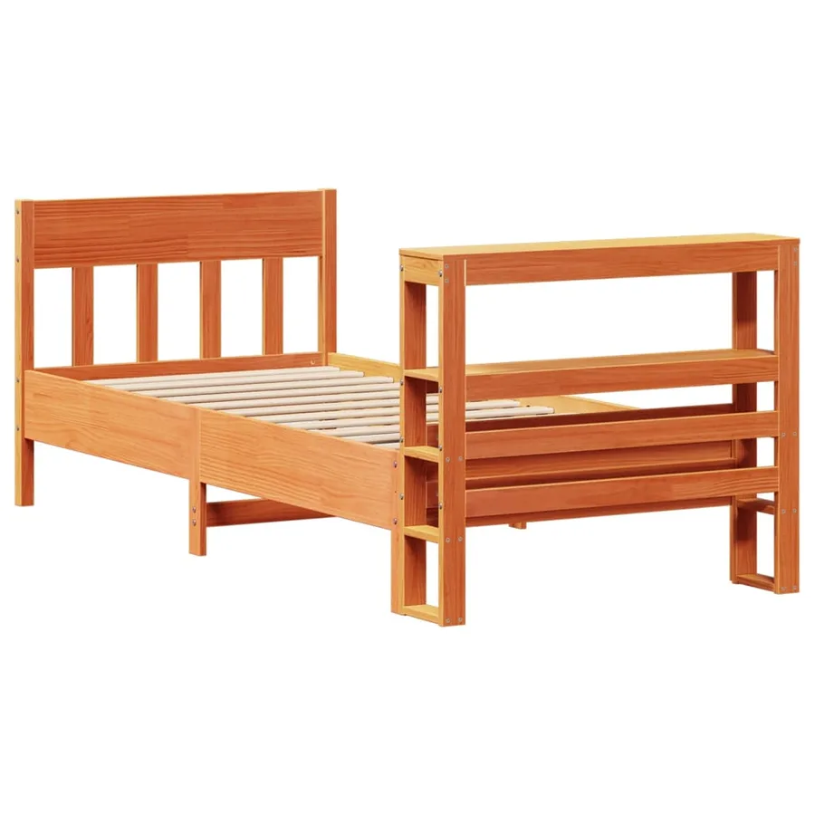 Cadre de lit sans matelas cire marron 75x190 cm bois pin massif - 6