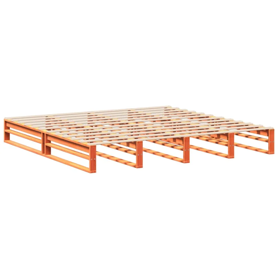 Cadre de lit sans matelas cire marron 200x200cm bois pin massif - 5