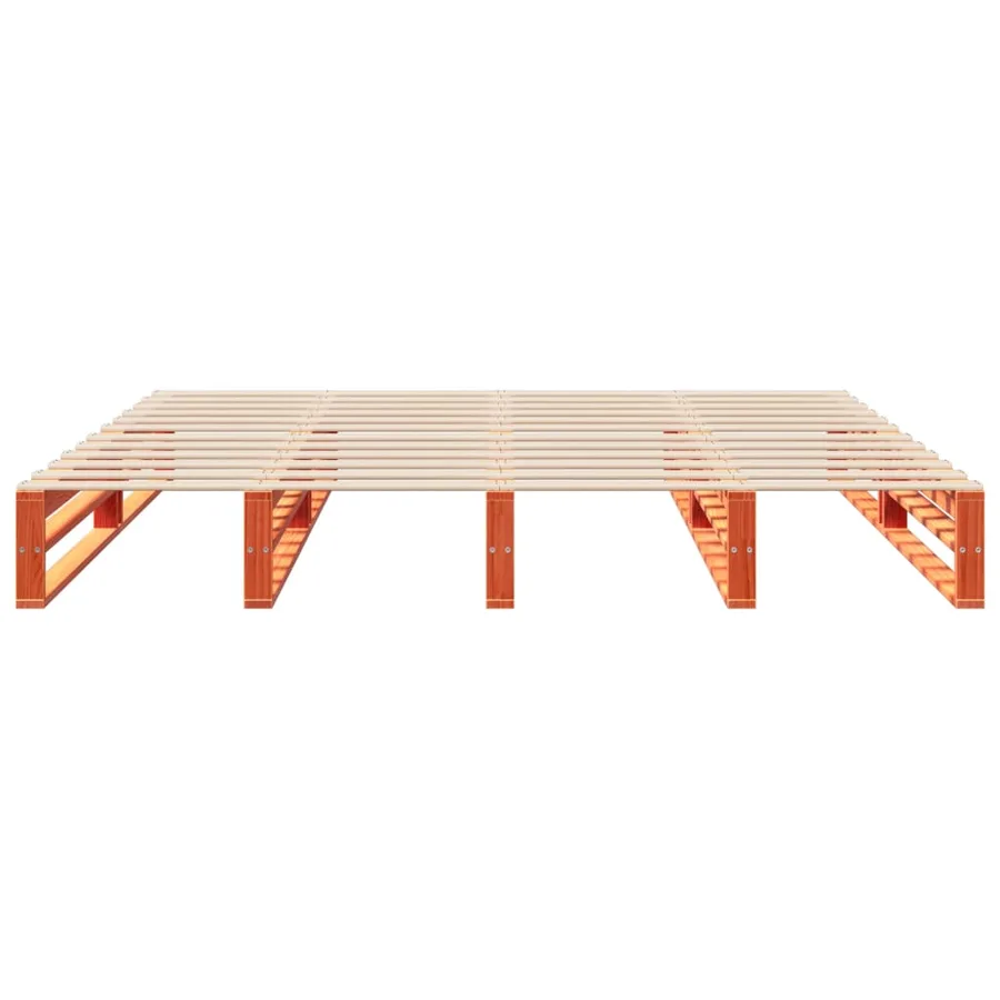 Cadre de lit sans matelas cire marron 200x200cm bois pin massif - 6