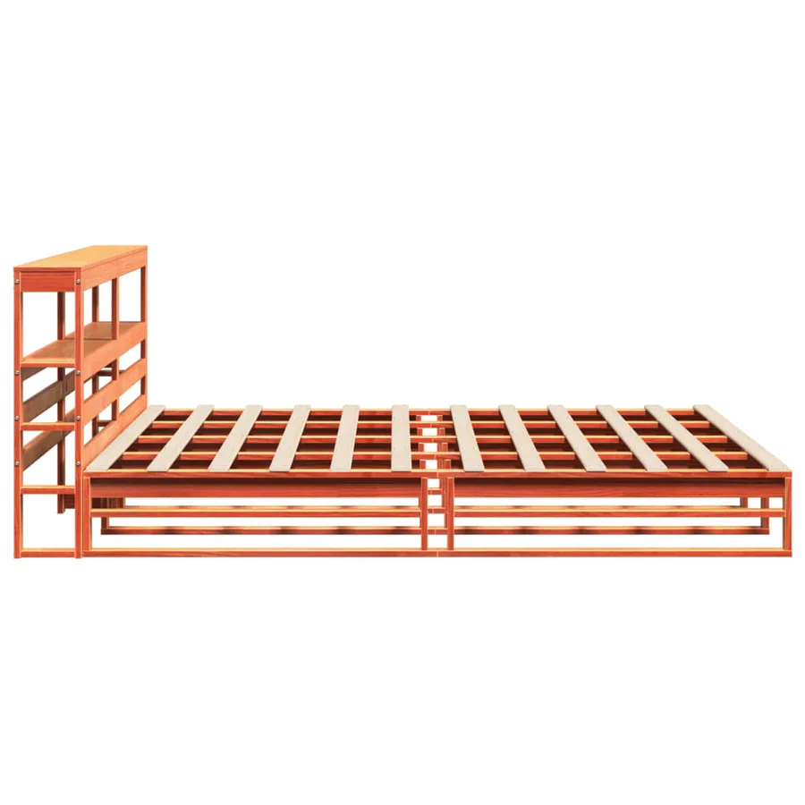 Cadre de lit sans matelas cire marron 200x200cm bois pin massif - 8